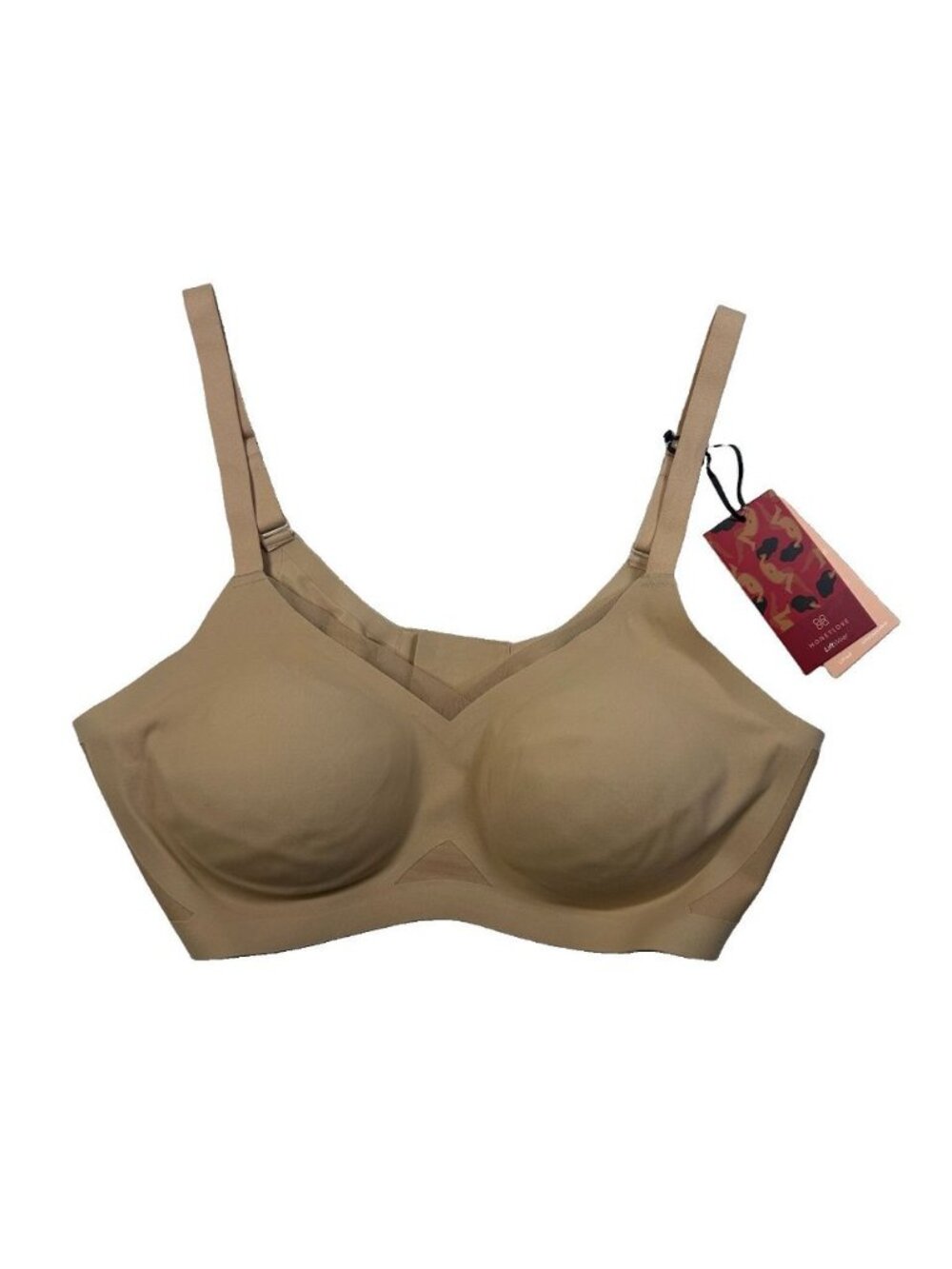 Honeylove Liftwear Crossover Wireless Bra 1X SAND NUDE NWT